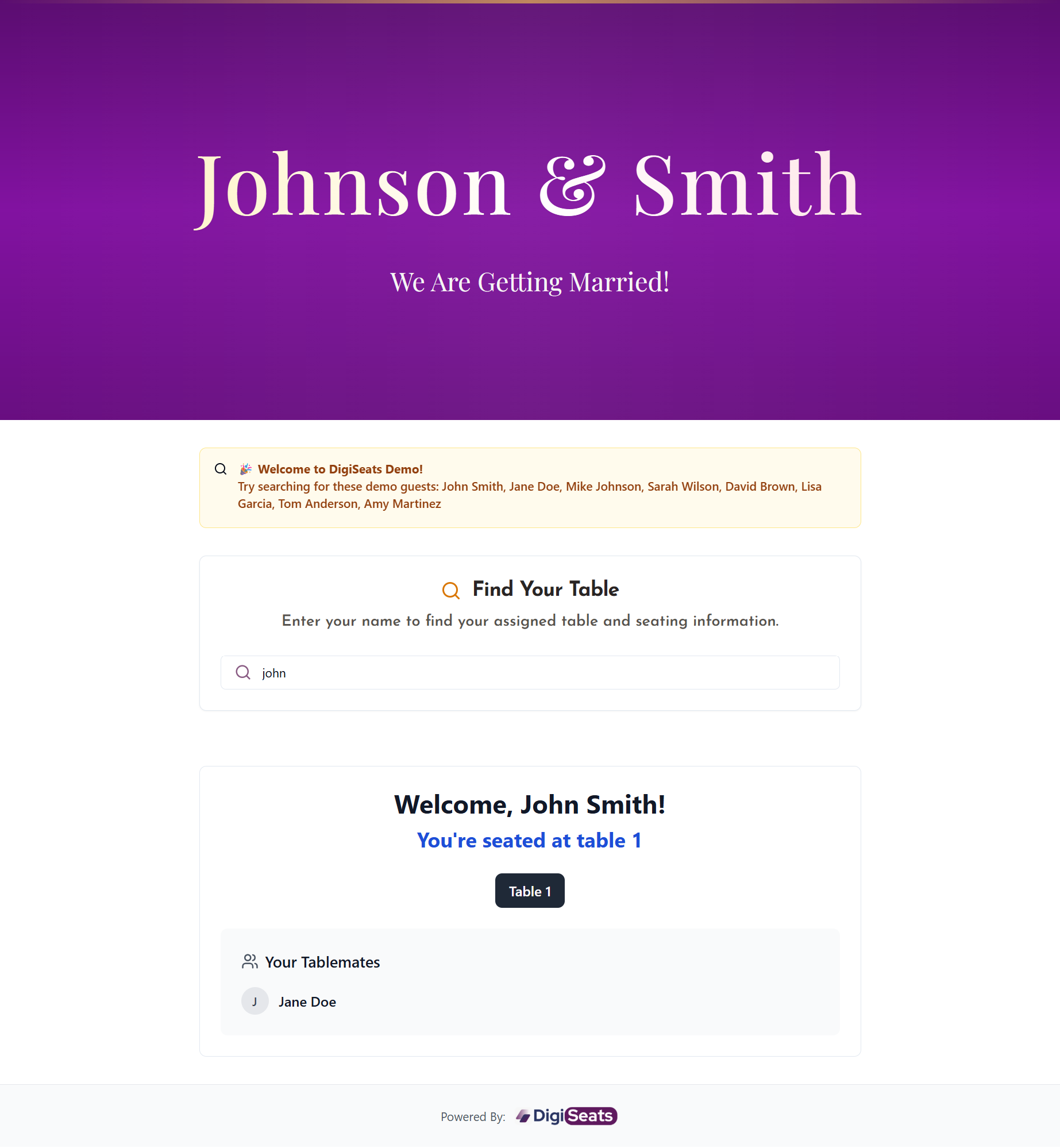 Standard Package - DigiSeats seating chart template demo
